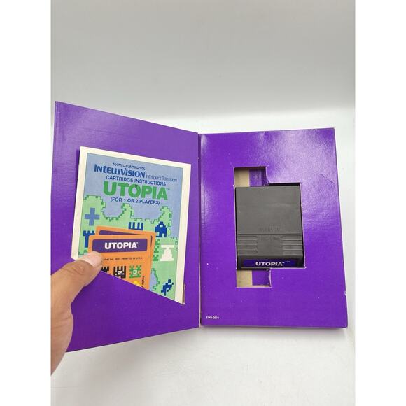 Utopia (Intellivision, 1981) Cart & Box Complete With Overlays - Picture 5 of 10